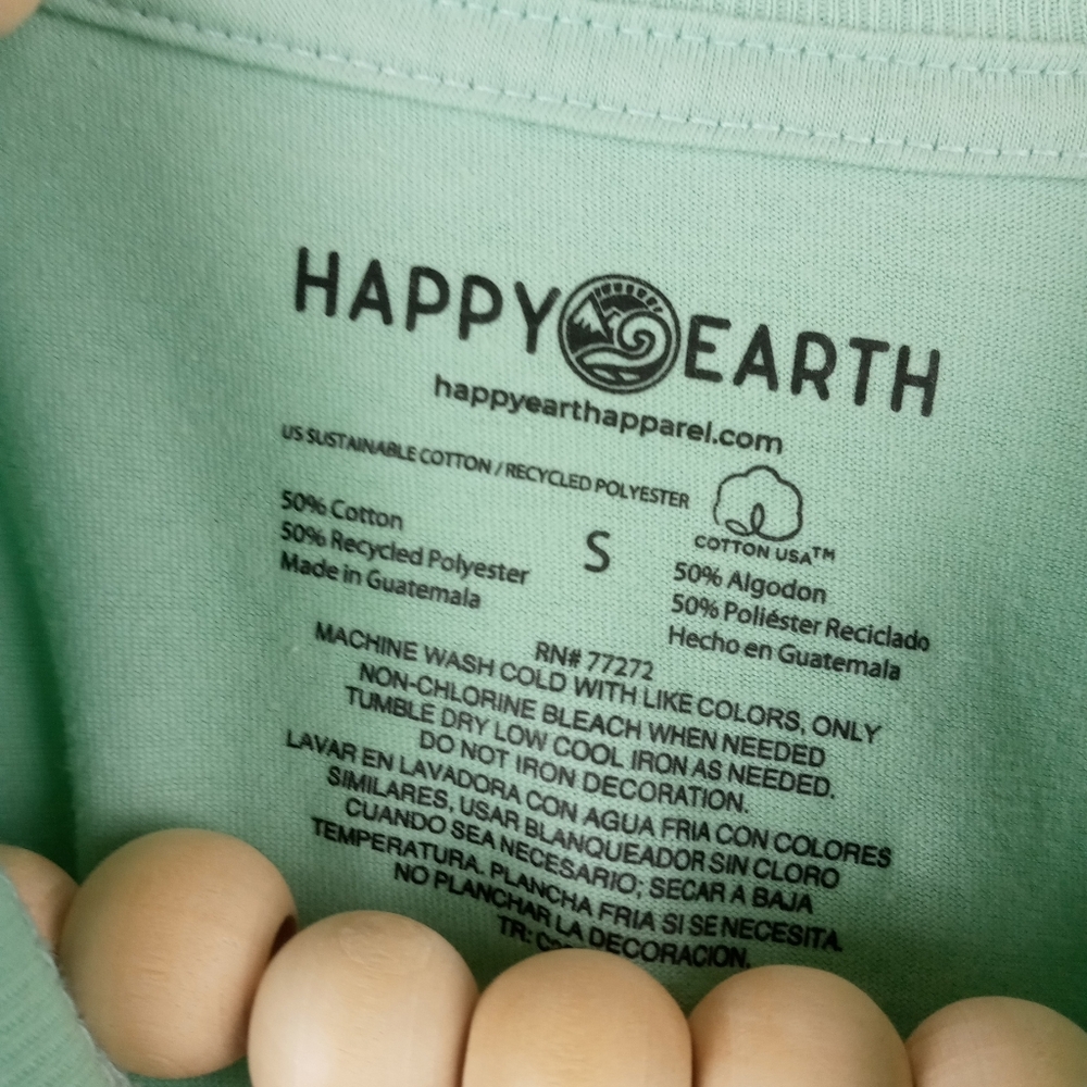 Happy Earth girls size S mint green cropped protect our planet tshirt bright - Picture 5 of 8